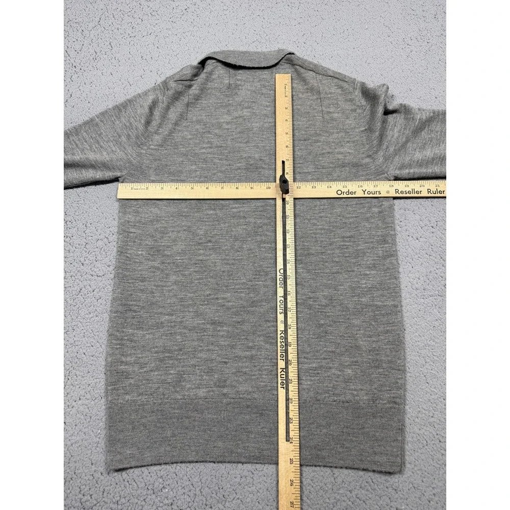 AllSaints Sweater Mens Small Gray 100% Merino‎ Wool Polo Knit Pullover MK005D